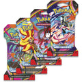 Cuatro blísters de cartón oficiales con sobres de cartas Pokémon TCG de la expansión Caos Creciente Megaevolución en su edición en español Emblistado
