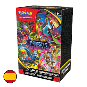Caja Booster Bundle Pokémon Fuegos Fantasmales edición 2026 con 6 sobres de mejora y Megaevolución ex