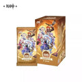 Caja de sobres sellada y sobre individual del juego de cartas oficial Genshin Impact Genius Invokation TCG Volumen dos.