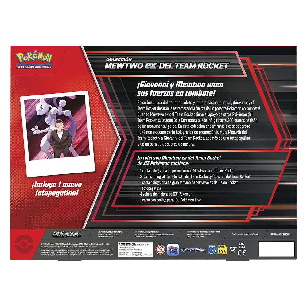 Caja Pokémon TCG Colección Mewtwo ex del Team Rocket en español con carta promo de Mewtwo ex, carta de Giovanni y sobres de mejora